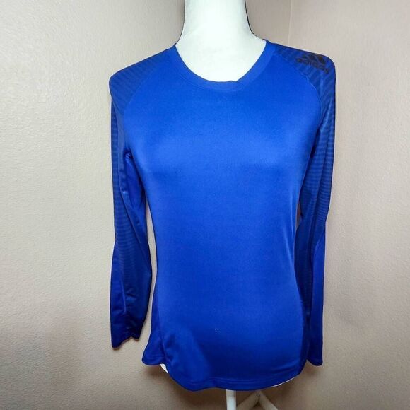 Adidas Techfit Compression Climalite Blue Long Sleeve Shirt Women's Size S - Picture 1 of 10